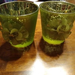 Green candle holders